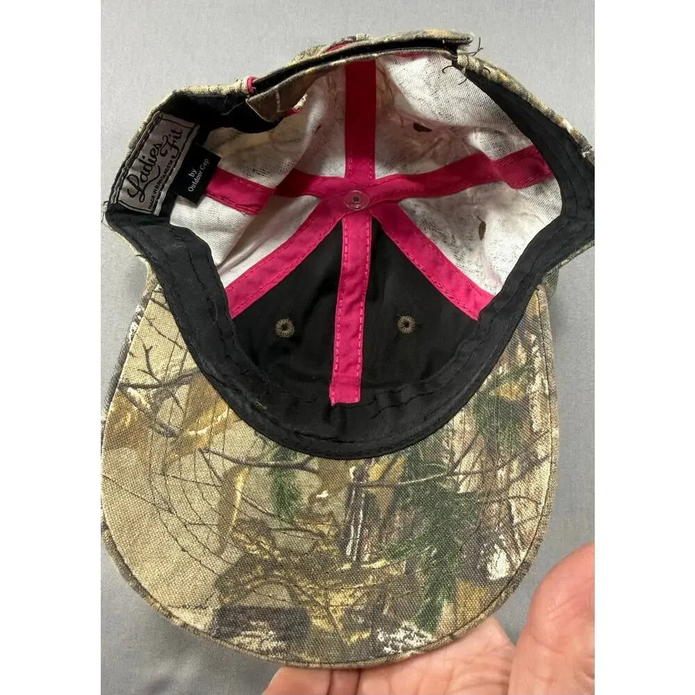 SCHEELS Ladies Fit Realtree Camo Adjustable Baseball Hat Pink Logo Outdoor Cap